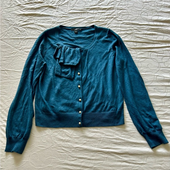 Ann Taylor Teal Cashmere Pearl Button Sweater/Cardigan - Picture 1 of 7